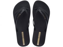 Klapki japonki damskie Ipanema Bossa Soft V. Czarne klapki damskie Ipanema, bez wzorów, z materiału, bez obcasa. Za 89.99 zł.