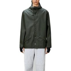Kurtka RAINS 12010R LONG JACKET W3 Zielony. Zielone kurtki damskie Rains, xl, bez wzorów, z materiału, z kapturem. Za 218.99 zł.