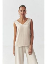 TATUUM Bluzka "Susena" w kolorze beżowym rozmiar: 34. Brązowe bluzki damskie Tatuum, bez wzorów, z wiskozy, bez kołnierzyka, bez ramiączek. Za 75.34 zł.