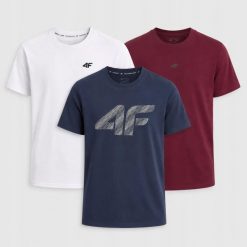 KOMPLET MĘSKI 4F ZESTAW KOSZULEK 3PAK T-SHIRT. T-shirty męskie 4f, m, bez wzorów, z bawełny, bez kołnierzyka. Za 181.98 zł.