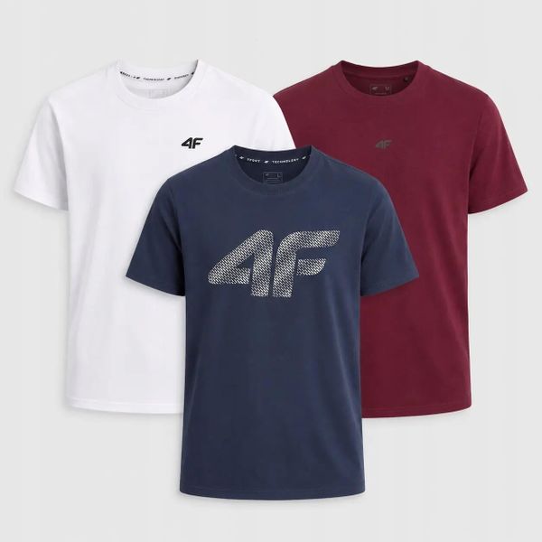 KOMPLET MĘSKI 4F ZESTAW KOSZULEK 3PAK T-SHIRT. T-shirty męskie 4f, m, bez wzorów, z bawełny, bez kołnierzyka. Za 181.98 zł.