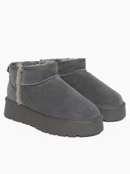 Gooce Skórzane botki zimowe "Wizz" w kolorze szarym rozmiar: 39. Szare botki damskie Gooce, na zimę, bez obcasa, na platformie, bez zapięcia. Za 217.99 zł.