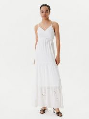 Morgan Sukienka letnia 242-ROUBI Biały Loose Fit. Białe sukienki damskie Morgan, na lato, bez wzorów, z syntetyku, bez kołnierzyka, bez ramiączek. Za 319.99 zł.