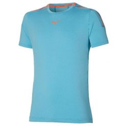 Koszulka do biegania męska Mizuno Shadow Tee. Niebieskie t-shirty sportowe męskie Mizuno, m, z elastanu, bez ramiączek, do biegania. Za 252.20 zł.