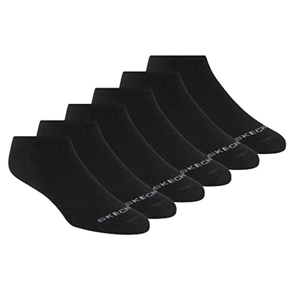 Skarpetki sportowe dla dorosłych 6pk Womens Cotton Nshw Blac. Czarne skarpetki damskie Skechers, bez wzorów, z bawełny. Za 79.99 zł.