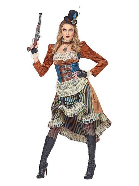 Carnival Party 3-częściowy kostium "Steampunk" w kolorze jasnobrązowo-niebieskim rozmiar: S. Brązowe stroje jednoczęściowe damskie Carnival Party, s, bez wzorów. Za 100.52 zł.