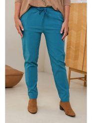 Curvy Lady Spodnie w kolorze niebieskim rozmiar: 48/50. Niebieskie spodnie materiałowe damskie Curvy Lady, z aplikacjami, z bawełny, klasyczne, z standardowym stanem. Za 163.64 zł.