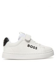 BOSS Sneakersy J52824 S Biały. Białe buty sportowe chłopięce Boss, ze skóry, bez zapięcia. Za 559.99 zł.
