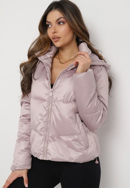 Różowa Pikowana Kurtka z Kapturem i Ściągaczem w Talii Atirim. Czerwone kurtki damskie Born2be, xl, bez wzorów, z kapturem. Za 79.99 zł.