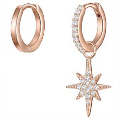 Glanzstücke München Srebrne kolczyki kreole Gwiazda srebro wysokiej próby Cyrkonia różowe złoto Kolczyki koła 1 ct Damski. Czerwone kolczyki damskie Glanzstücke München, z cyrkonią, srebrne. Za 209.99 zł.