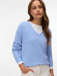 Vero Moda Sweter w kolorze błękitnym rozmiar: L. Niebieskie swetry klasyczne damskie Vero Moda, l, bez kołnierzyka. Za 69.99 zł.