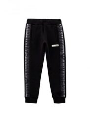Spodnie dziewczęce Emporio Armani czarny. Czarne spodnie materiałowe damskie Emporio Armani, bez wzorów, z materiału, sportowe. Za 463.90 zł.