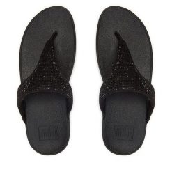 Japonki FitFlop. Czarne klapki damskie FitFlop, bez wzorów, bez obcasa. Za 289.99 zł.