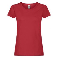 Oryginalna Koszulka Damska. Czerwone bluzki damskie Fruit of the Loom, m, bez wzorów, bez kołnierzyka. Za 27.99 zł.