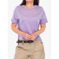 Koszulka merino damska Mons Royale Zephyr Merino Tencel Boxy T-Shirt. Fioletowe bluzki sportowe damskie Mons Royale, bez wzorów, bez ramiączek. Za 245.99 zł.
