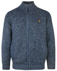 Męski Sweter na Zamek z Wysokim Dekoltem i Kieszeniami – Brave Soul - Granatowy Melanż. Niebieskie kardigany męskie Brave Soul, na zimę, l, bez wzorów, z poliesteru, bez kołnierzyka. Za 127.00 zł.