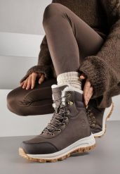 Ciemnobrązowe Botki Trekkingowe na Platformie ze Sznurowaniem Labrinna. Brązowe obuwie trekkingowe damskie Renee. Za 169.99 zł.