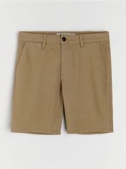 Bawełniane szorty jeansowe - beżowy. Brązowe szorty męskie Sinsay, bez wzorów, z bawełny. Za 59.99 zł.