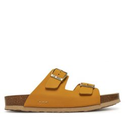 Klapki Josef Seibel. Żółte klapki damskie Josef Seibel, bez wzorów, bez obcasa. Za 279.99 zł.