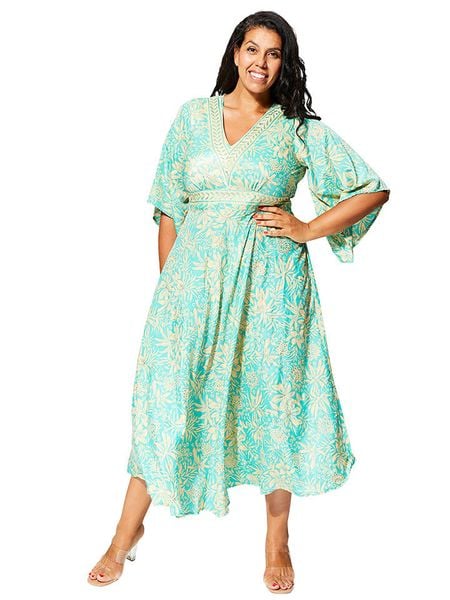 Aller Simplement Sukienka w kolorze miętowym rozmiar: 42/44. Zielone sukienki damskie Aller Simplement, bez wzorów, klasyczne, bez kołnierzyka, bez ramiączek, maxi. Za 144.92 zł.