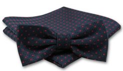 Elegancka Mucha Męska - Alties - Granat, Czerwone Akcenty. Niebieskie krawaty i muchy męskie Alties, bez wzorów, eleganckie. Za 54.00 zł.