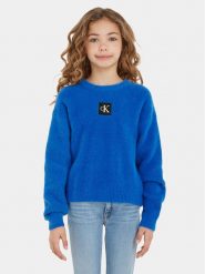 Calvin Klein Jeans Sweter Monogram IG0IG02217 Niebieski Regular Fit. Niebieskie spodnie dziewczęce Calvin Klein Jeans, bez wzorów, z jeansu, bez kołnierzyka. Za 339.99 zł.
