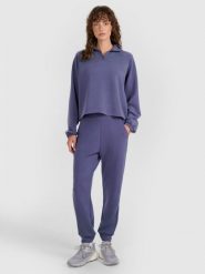 4F Spodnie dresowe joggery z modalem damskie - granatowe XXL. Niebieskie spodnie sportowe damskie 4f, l, z dresówki. W wyprzedaży za 89.99 zł.