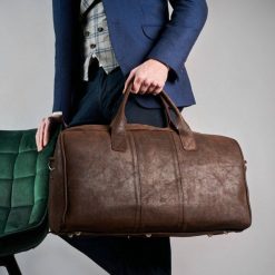 Torba Podróżna Weekendowa Brødrene BL10 C.brązowa. Brązowe torby podróżne damskie bez wzorów, ze skóry. Za 549.00 zł.