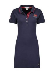 Canadian Peak Sukienka polo "Katcheak" w kolorze granatowym rozmiar: XXL. Niebieskie sukienki damskie Canadian Peak, xxl, bez wzorów, z bawełny, bez kołnierzyka, bez ramiączek, midi. Za 100.75 zł.