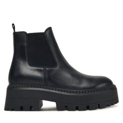Sztyblety Tamaris. Czarne botki damskie Tamaris, bez obcasa, na płaskiej podeszwie, bez zapięcia. Za 339.99 zł.
