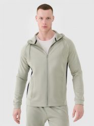4F Bluza treningowa szybkoschnąca męska - khaki L. Brązowe bluzy sportowe męskie 4f, bez wzorów, z dzianiny, sportowe, bez kołnierzyka, bez ramiączek. W wyprzedaży za 159.99 zł.
