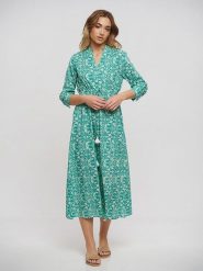 BLE Sukienka w kolorze turkusowym rozmiar: onesize. Niebieskie sukienki damskie BLE, z aplikacjami, z bawełny, bez kołnierzyka, bez ramiączek, maxi, rozkloszowane. Za 92.42 zł.