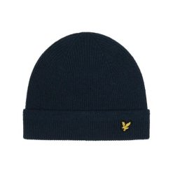 Czapka Lyle & Scott Racked Ribbed. Niebieskie czapki męskie LYLE AND SCOTT, bez wzorów, prążkowane, eleganckie. Za 171.50 zł.