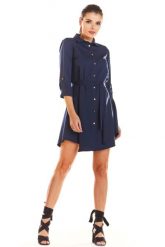 Sukienka koszulowa szmizjerka z paskiem granatowa. Żółte sukienki damskie Infinite You, do pracy, l, bez wzorów, z elastanu, biznesowe, z asymetrycznym kołnierzem, bez ramiączek, asymetryczne. Za 349.00 zł.