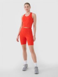 4F Legginsy kolarki treningowe damskie - czerwone S. Czerwone legginsy damskie 4f, s, bez wzorów, z dzianiny. W wyprzedaży za 59.99 zł.