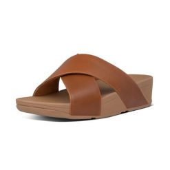 Sandały damskie FitFlop Lulu Leather. Brązowe sandały damskie FIT FLOP, bez wzorów, z materiału, bez obcasa. Za 495.00 zł.