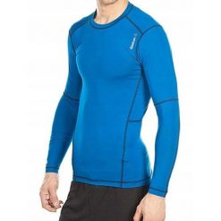 Koszulka sportowa męska REEBOK długi rękaw. Niebieskie t-shirty sportowe męskie Reebok, m, bez ramiączek. Za 95.00 zł.