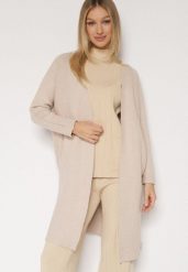 Beżowy Klasyczny Niezapinany Kardigan Elitusa. Brązowe kardigany damskie Born2be, uniwersalny, bez wzorów, z jeansu. Za 119.99 zł.