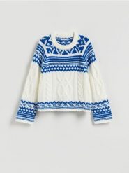 Sweter z nordyckim wzorem - wielobarwny. Swetry klasyczne damskie Reserved, l, z dzianiny, bez kołnierzyka. Za 139.99 zł.