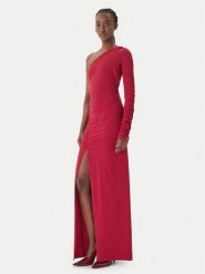 Patrizia Pepe Sukienka wieczorowa 2A3012/JZ26-R894 Bordowy Regular Fit. Czerwone sukienki damskie Patrizia Pepe, bez wzorów, z syntetyku, wizytowe, bez kołnierzyka, bez ramiączek. Za 1,579.00 zł.