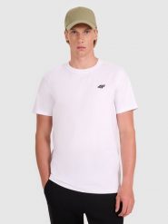 4F T-shirt regular gładki męski - biały 3XL. Białe t-shirty męskie 4f, m, bez wzorów, z bawełny, bez kołnierzyka. Za 49.99 zł.
