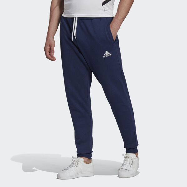 Spodnmie do piłki nożnej męskie Adidas Entrada 22 Sweat Pants. Niebieskie spodnie dresowe męskie Adidas, bez wzorów, z dresówki. Za 129.00 zł.