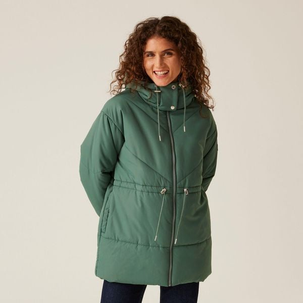 Kurtka turystyczna pikowana damska Regatta Rurie. Zielone kurtki damskie Regatta, na zimę, bez wzorów, z poliesteru, bez kaptura. Za 207.40 zł.
