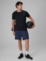 4F Spodenki treningowe szybkoschnące męskie - granatowe XL. Niebieskie szorty męskie 4f, z materiału, bez kołnierzyka. Za 149.99 zł.