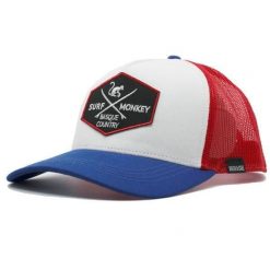 Czapka Trucker - 5 Paneli / Z Recyklingu (Niebiesko-Czerwony). Niebieskie czapki męskie SURF MONKEY, z aplikacjami, z bawełny. Za 159.95 zł.