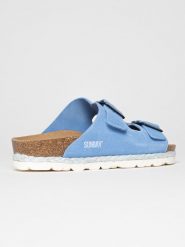 Sunbay Skórzane klapki "Turmero" w kolorze błękitnym rozmiar: 40. Niebieskie klapki damskie Sunbay, bez wzorów, ze skóry, bez obcasa. Za 179.95 zł.