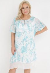 Jasnoniebieska Sukienka Actopis. Niebieskie sukienki damskie Born2be, na co dzień, l, z aplikacjami, z bawełny, wakacyjne, bez kołnierzyka, plus size, bez ramiączek, midi, proste. W wyprzedaży za 87.99 zł.