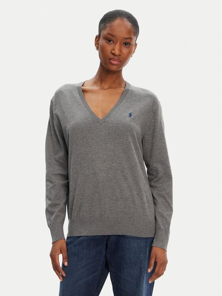 Polo Ralph Lauren Sweter 211972105001 Szary Straight Fit. Szare swetry klasyczne damskie Polo Ralph Lauren, m, z bawełny, bez kołnierzyka. Za 469.99 zł.