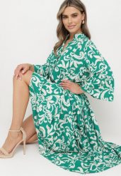 Zielona Wiskozowa Sukienka Ozdobiona Ornamentalnym Wzorem Golilena. Zielone sukienki damskie Born2be, na lato, m, bez wzorów, z materiału, bez kołnierzyka, bez ramiączek, maxi. W wyprzedaży za 111.99 zł.
