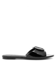Eva Minge Klapki REGINE-SL2273-1 Czarny. Czarne klapki damskie Eva Minge, bez wzorów, z lakierowanej skóry, bez obcasa. Za 349.99 zł.